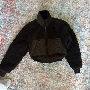 Brown Sherpa Jacket with Quilted Pockets